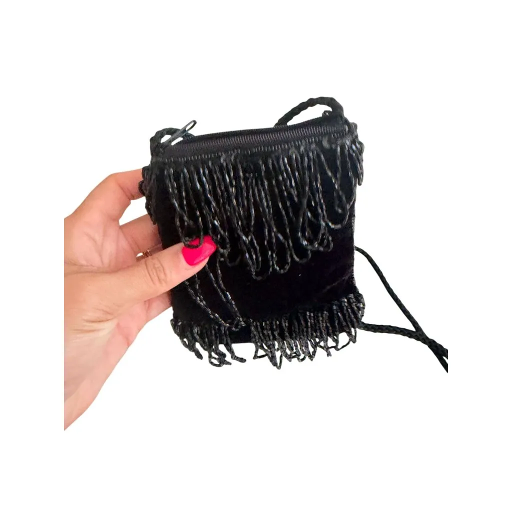 VINTAGE Black Beaded Cocktail Beaded Evening Bag - Image 2