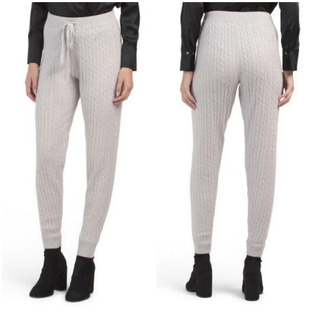 💕MAGASCHONI💕 100% Cashmere Cable Knit Joggers ~ Oatmeal Heather Small S NWT - Image 11