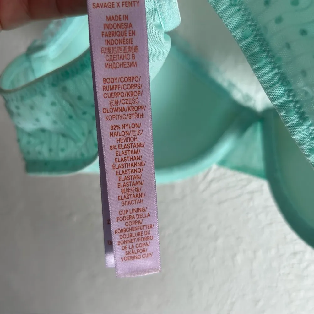 Savage Fenty BACK TO THE BOUDOIR BALCONETTE BRA Pearl Seashell Mermaid 34B Blue Size undefined - Image 6