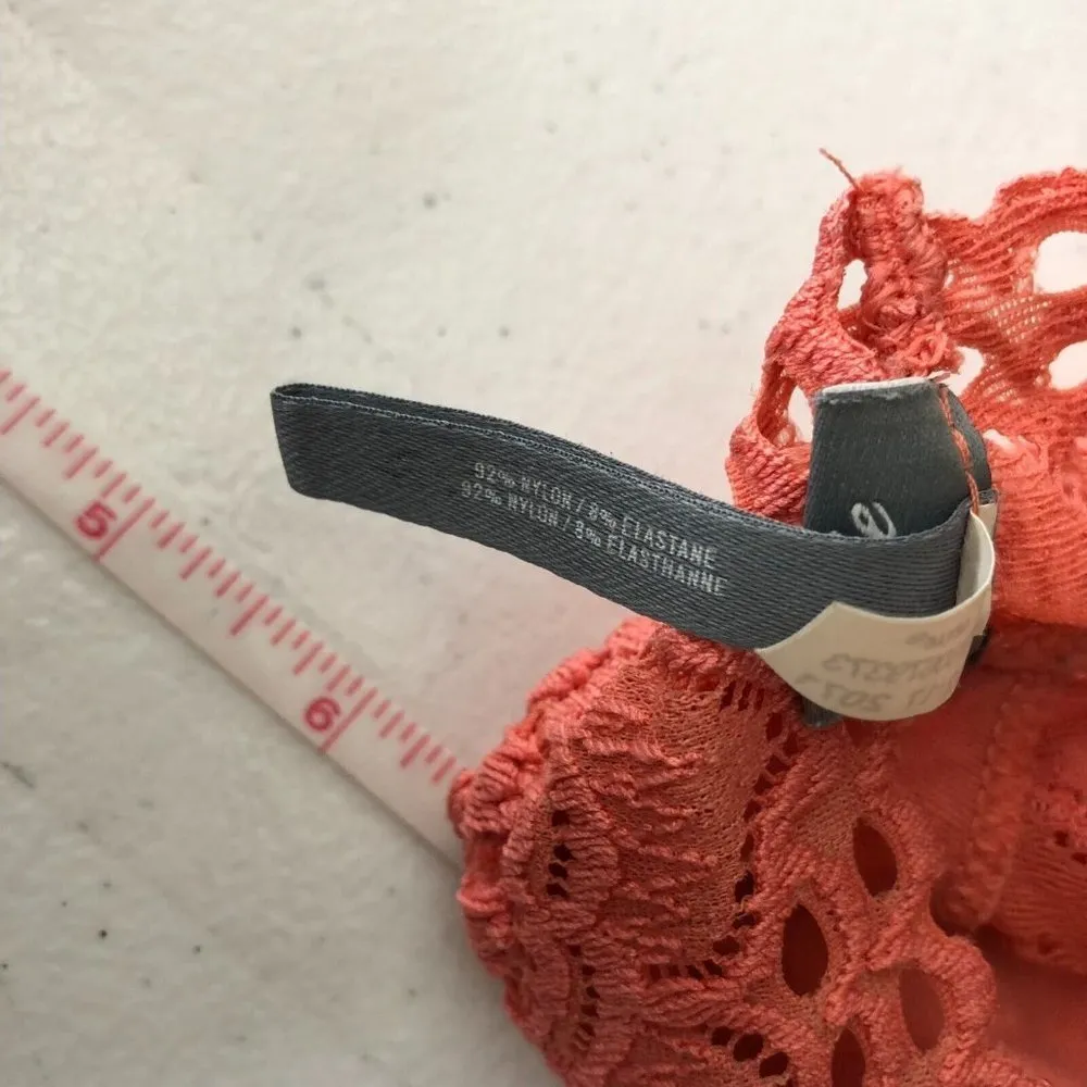 Aerie Bralette Lace Racerback Stretch Coral Salmon Pink XS - Image 4