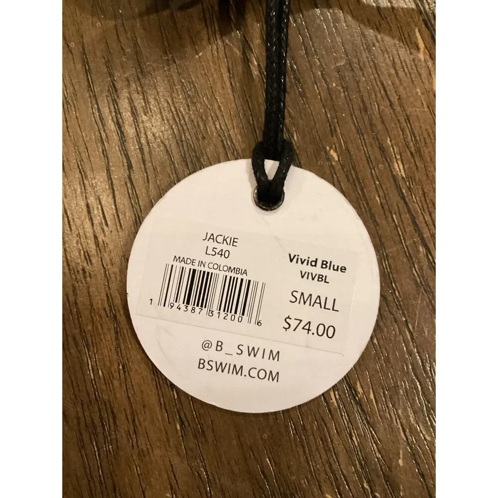 B Swim by Elizabeth Turner Jackie Drawstring Side Vivid Blue Bikini Bottom Small - Image 4