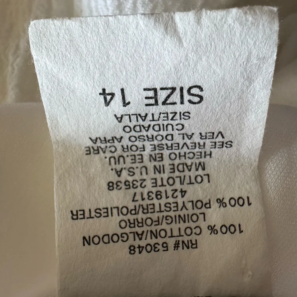 Vintage‎ Dress White Crinkle Midi Lace Handkerchief Hem Size 14 Cottagecore - Image 6