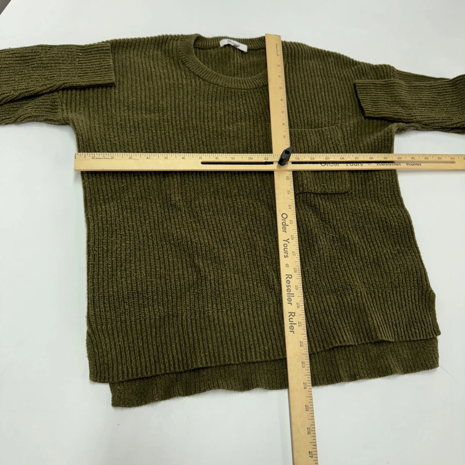 Madewell Sweater Womens X Small Green Thompson Pocket‎ Pullover Sweater - Image 9