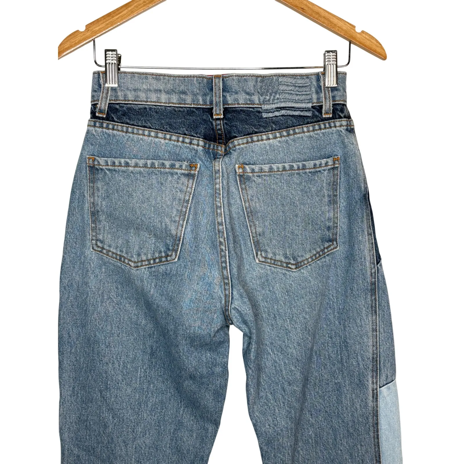 Revice Denim 90s Baby Candy Shop Patchwork High Waisted Wide Leg Blue Size 26 - Image 8