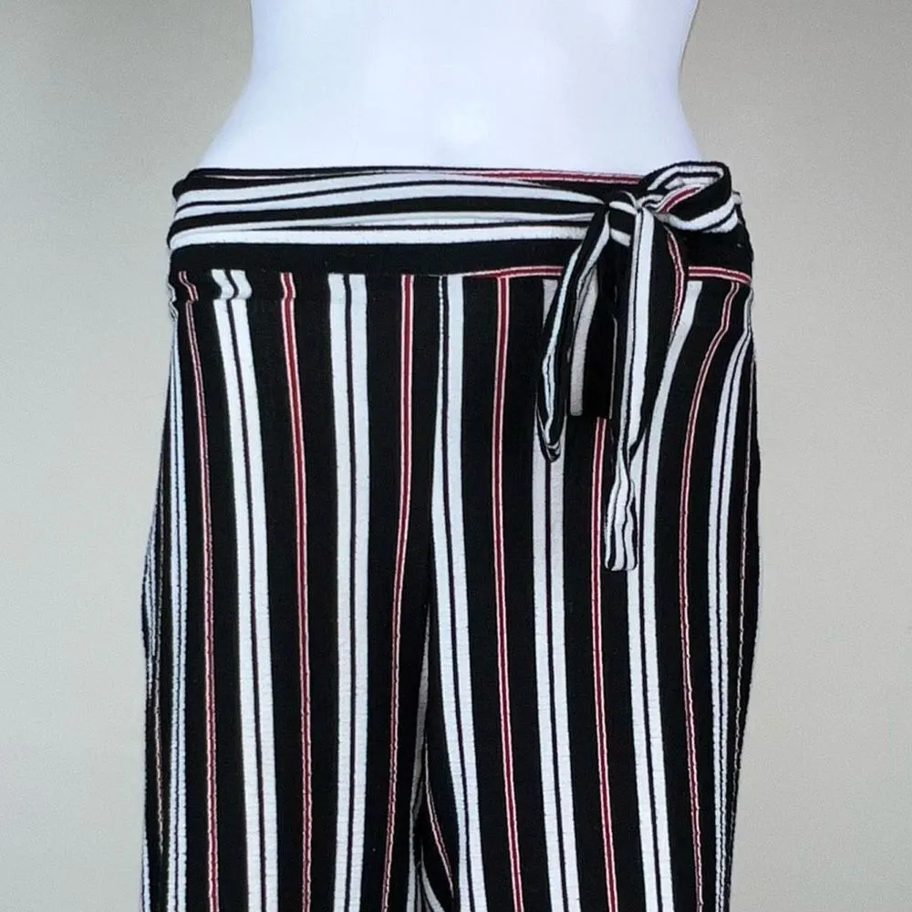 Pull & Bear  Belted Striped Pull-On Gaucho Pants - Image 2