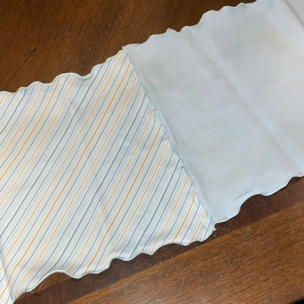 Vintage Baby Blue & Golden Yellow Striped Neck Scarf - Image 3