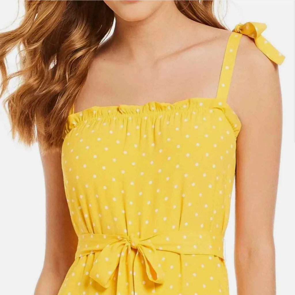 ✨HP✨ A loves A yellow polka dot maxi dresss with bow strap details sz M (NWT) - Image 3