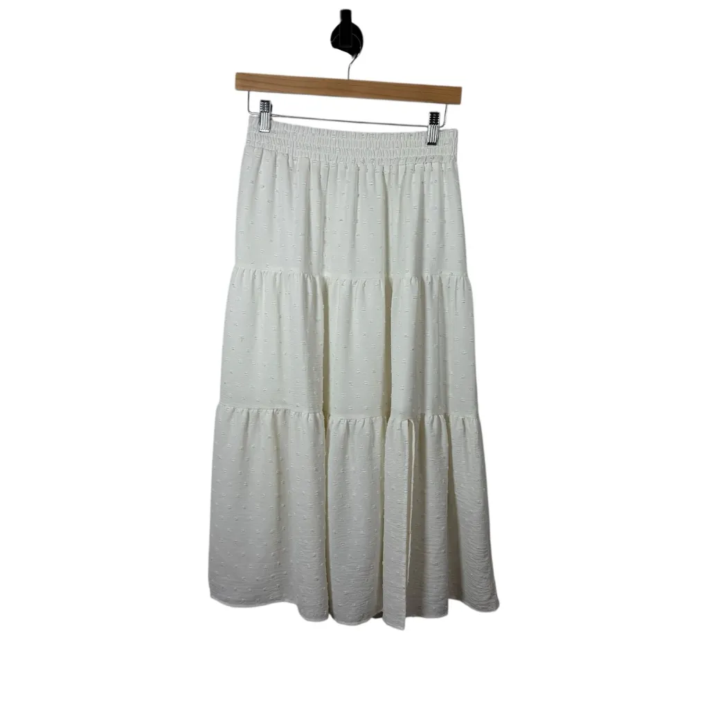 Frye & Co Women’s Swiss Dot Tiered Midi Skirt in Ivory Size S - Image 2
