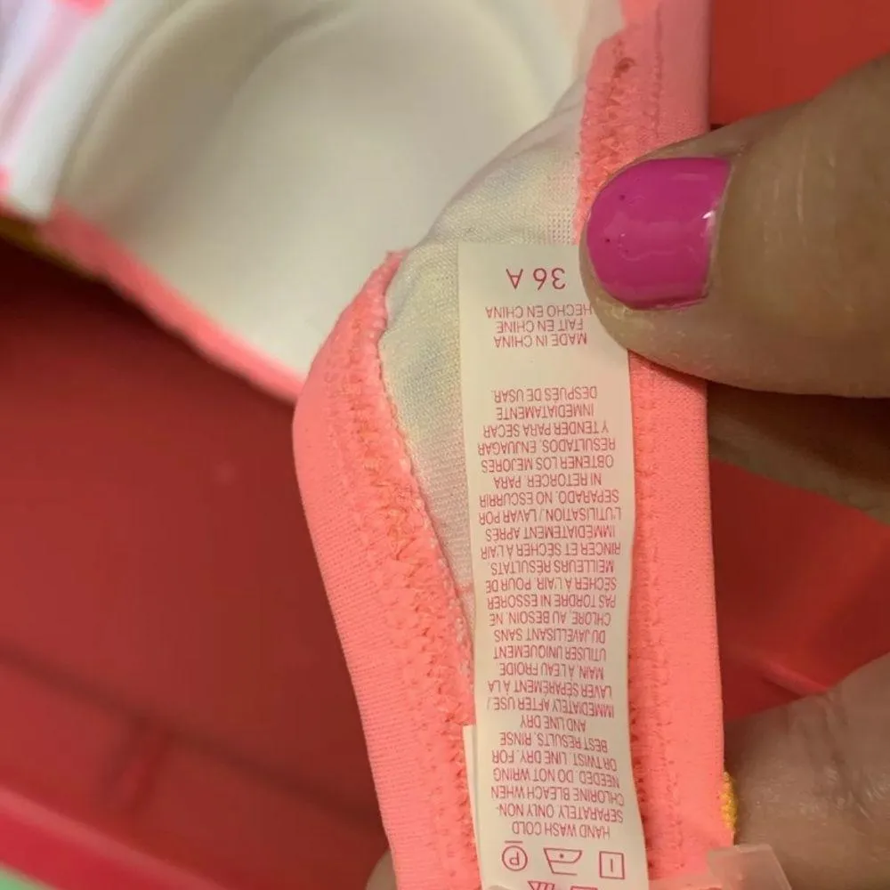 Victoria’s Secret Eyelet Strapless Hipster Bikini Size 36A/S Coral NEW - Image 7