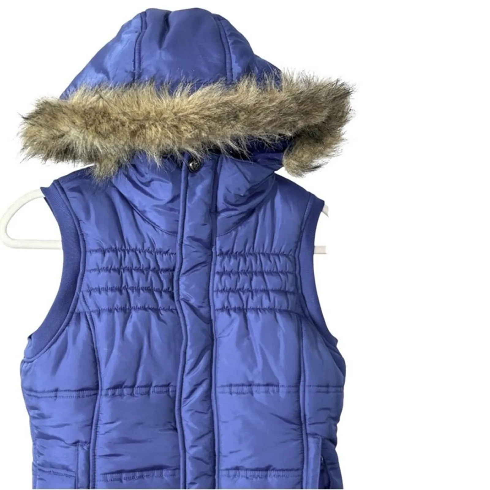 Burton Dry Ride Purple Fur Trim Snowboard Puffer Vest Size Small - Image 3