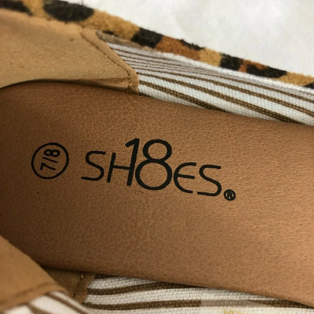 Sh18es Womens Loafers Flats Faux Suede Leopard Print Slip On Size 7/8 Brown - Image 5
