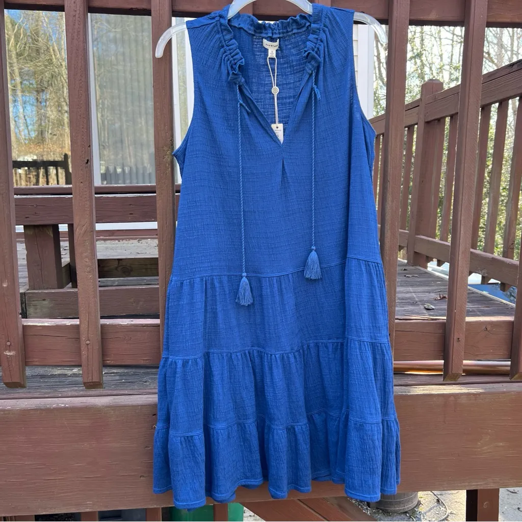 Max Studio Womens Sleeveless Tiered Cobalt Shift Dress W/Tassel Tie,MSRP:$98|SML - Image 7