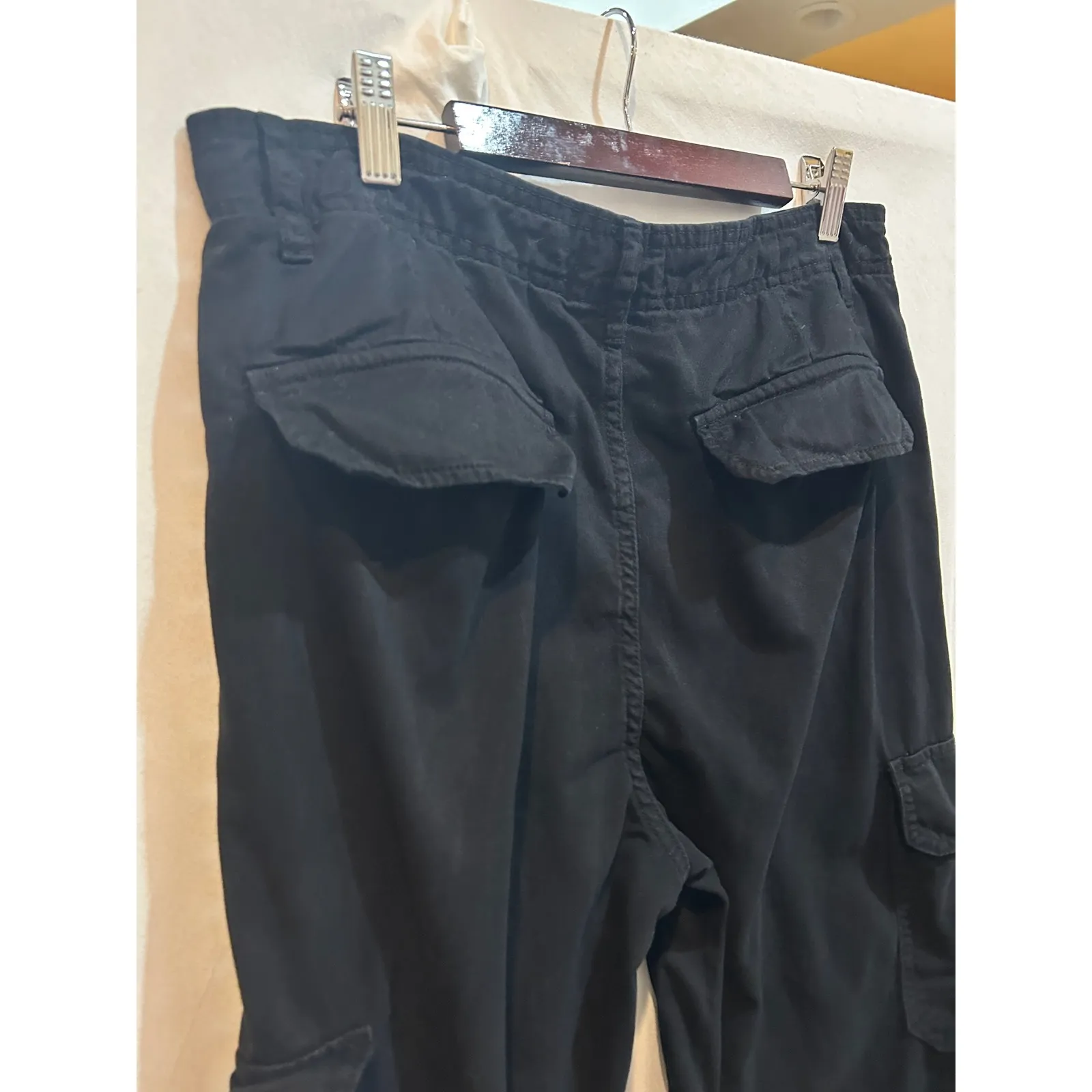 Zara Black Utility Cargo Pants Womens Size 8 Relaxed Fit‎ Pockets - Image 3