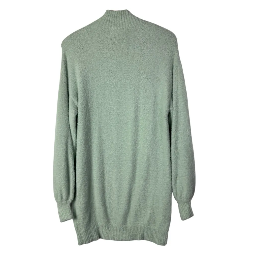 Forever 21 Mint Green Fuzzy Eyelash Knit Turtleneck Sweater Dress M - Image 2