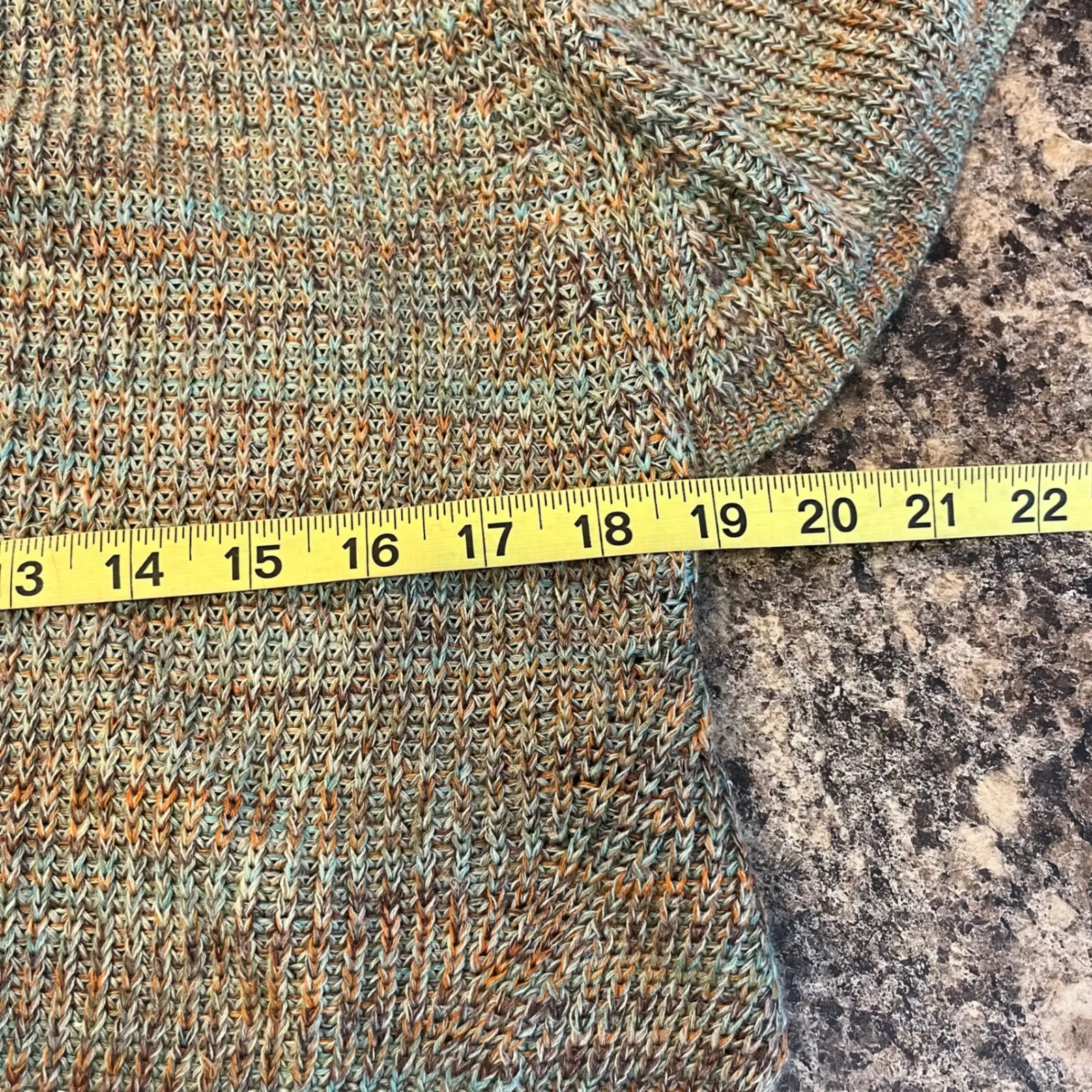 Anthropologie Small LINEN Blend Marled Knit V-Back Dolman Sleeve Sweater Green - Image 10