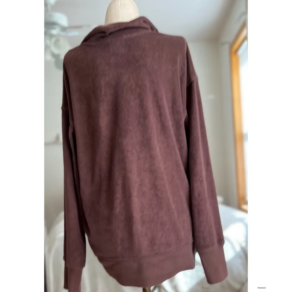 Aerie Offline Brown Terrycloth Pullover Sweater Small - Image 4