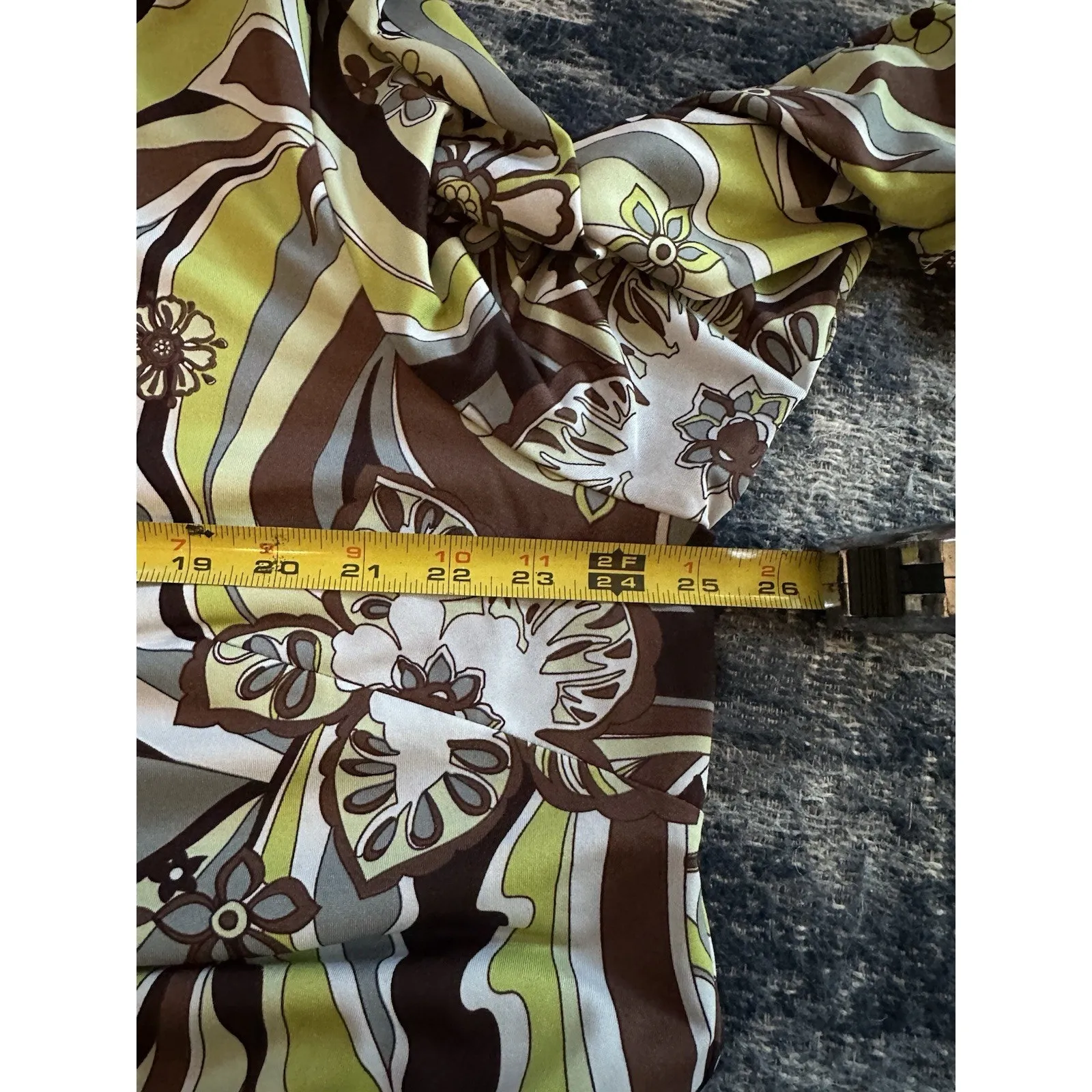 Karin Stevens KSL Dress Size 20W Green Brown Scoop Neck Funky Pattern Artsy - Image 6