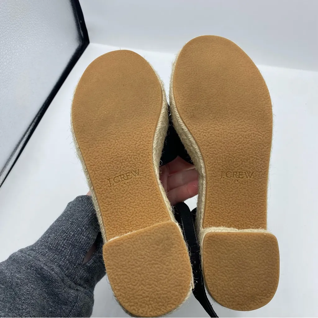 J.Crew factory Platform Espadrille Heeled Sandals in black‎ faux Suede Size 6 - Image 2