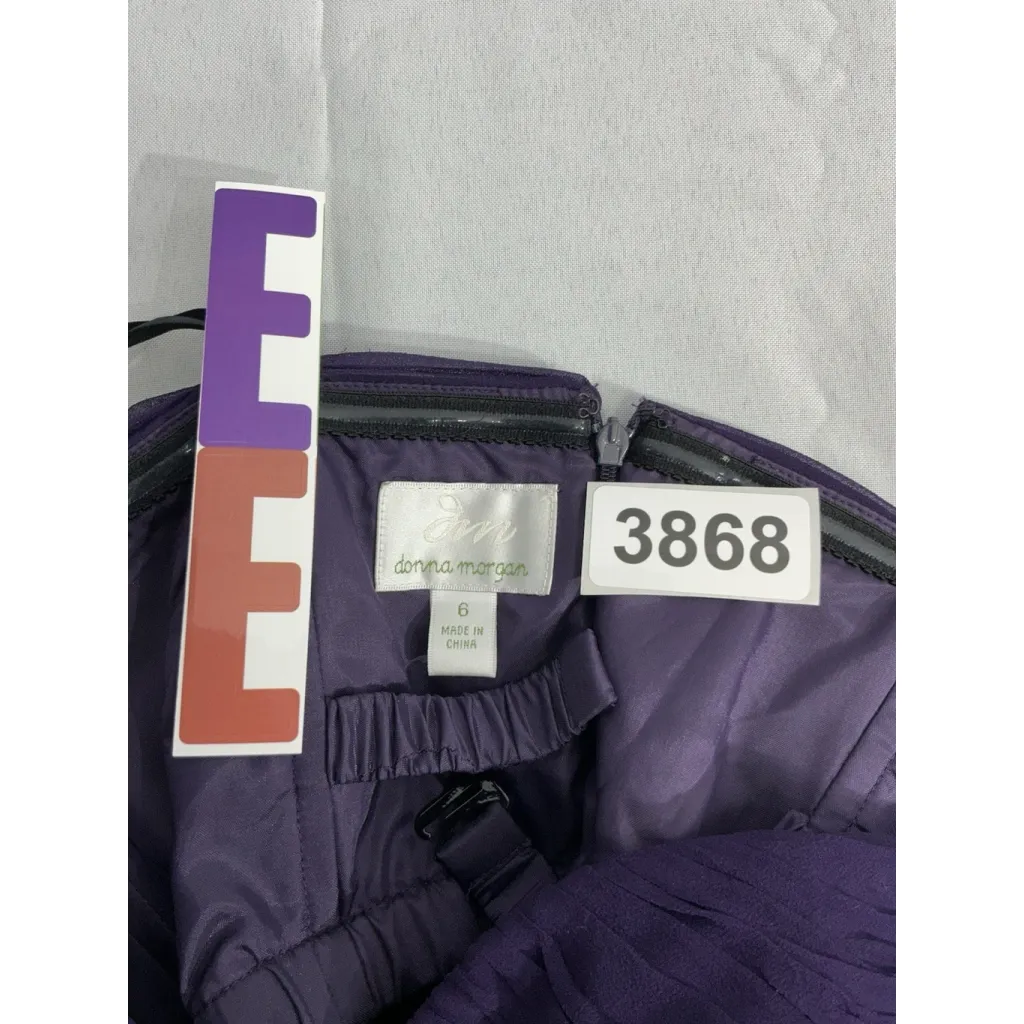 Womans Donna Morgan Size 6 Purple Strapless Lined Flowy Silk Cocktail Dress - Image 3