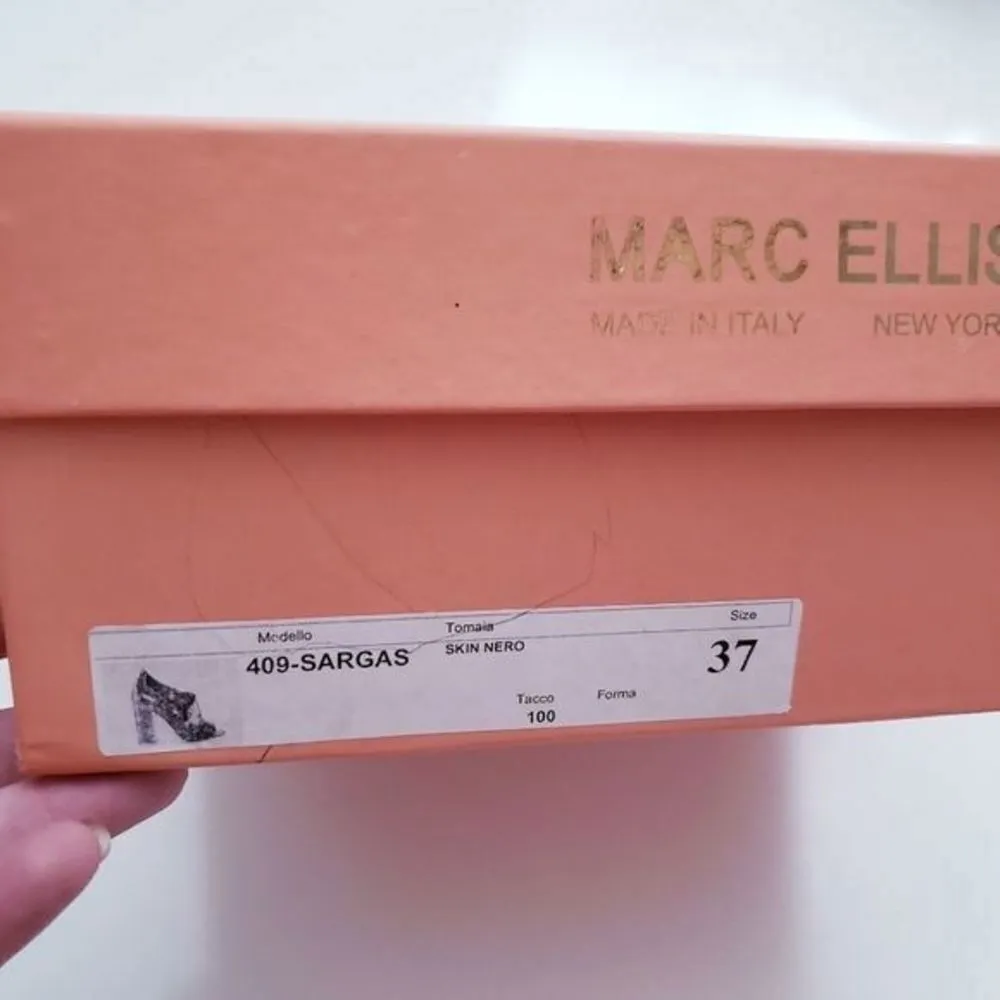 Marc‎ Ellis Black Leather Snake Embossed Open Toe Bootie - Image 7