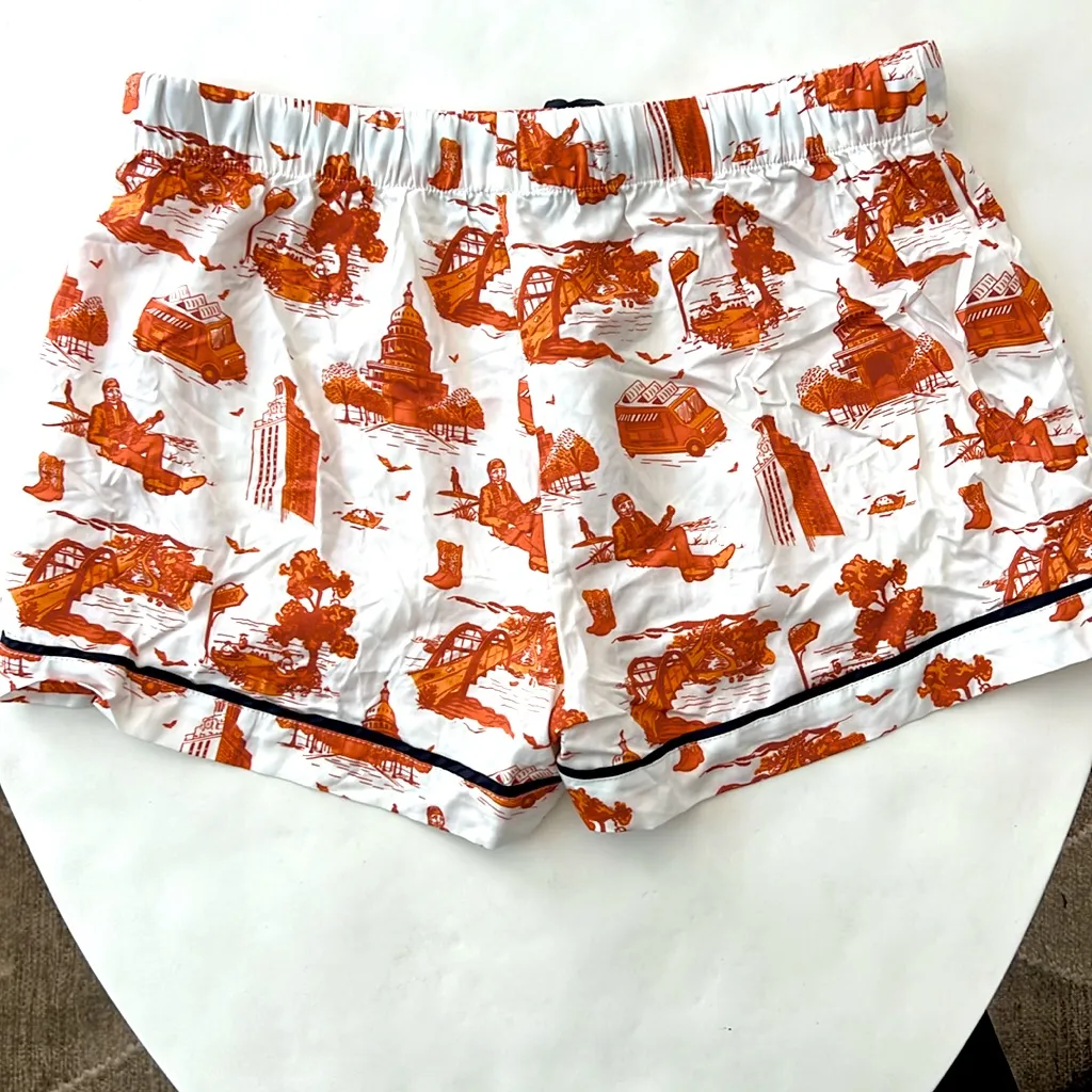 Katie Kime Austin Toile Pajama Shorts in Burnt Orange White Size Small - Image 6