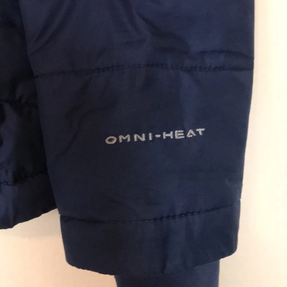 Columbia Women’s Omni-Heat Puffer Sherpa Lined Hood Navy Blue Zip-Up Jacket - Image 6
