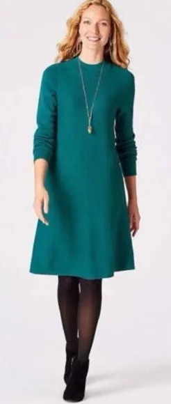 NWT J.Jill Heather Ocean Mock Neck Sweater Dress SZ M Blue Size M - Image 2
