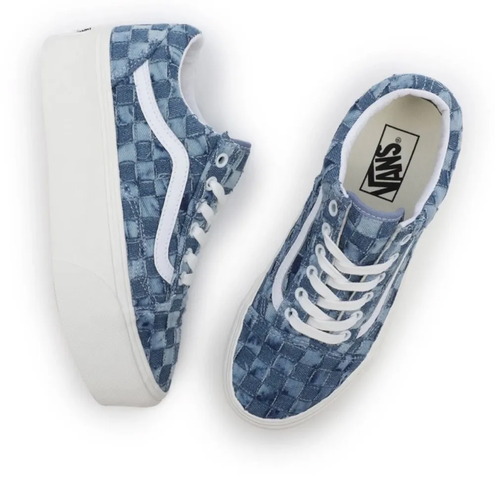 Vans WOMENS DENIM  OLD SKOOL STACKFORM WOVEN PLATFORM SNEAKERS SIZE 5 - Image 6