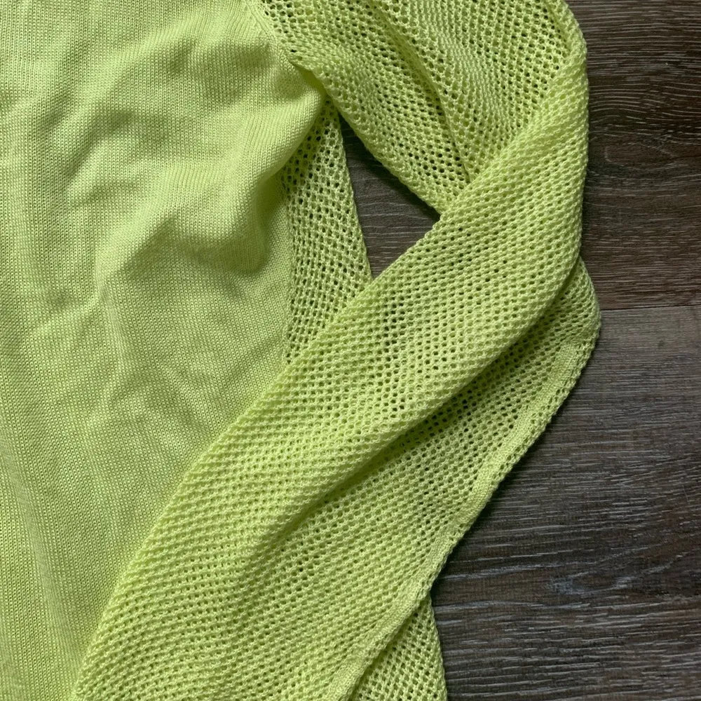 Cabi Split-Back Lightweight Mesh Neon Green Sweater M - Image 2