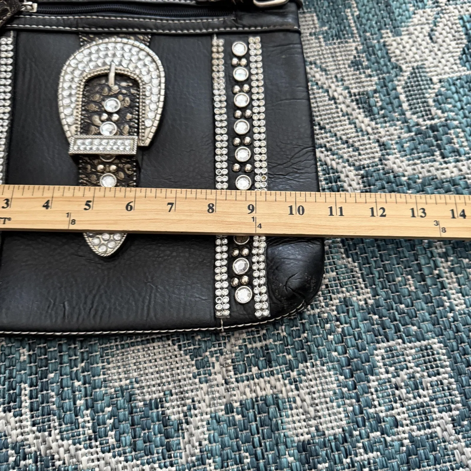 Western Crossbody Purse‎ Womens Silver Buckle Rhinestone Studded Cowgirl Bag - Image 3