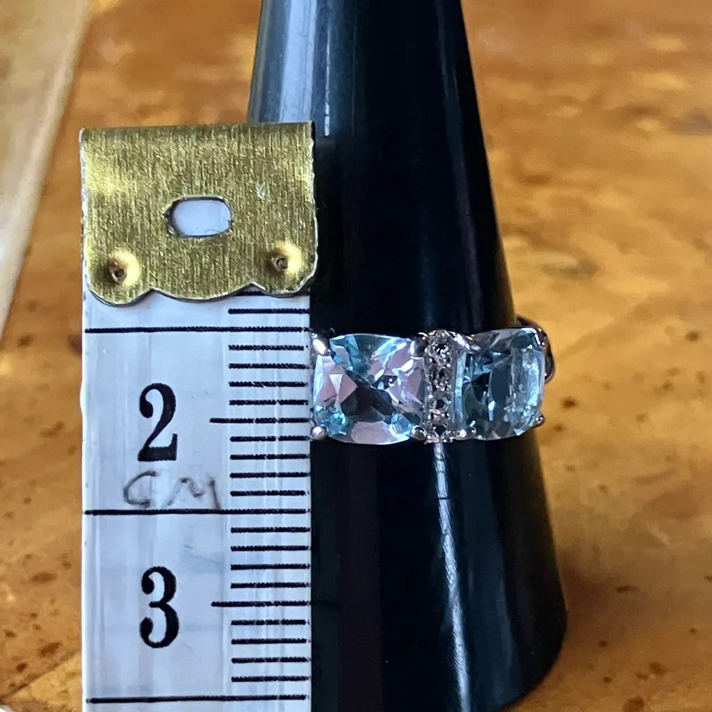 Natural Sky Blue Topaz Sterling Silver Ring Size 9 - Image 8