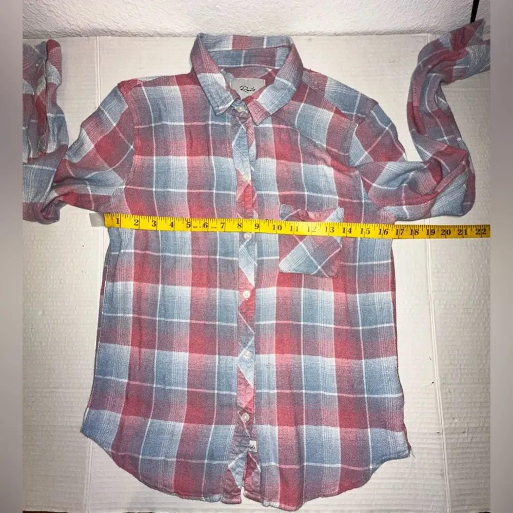 Rails Button Up Shirt Women’s XS Hunter Laguna Rose Plaid Pink Blue Flannel Soft - Image 5