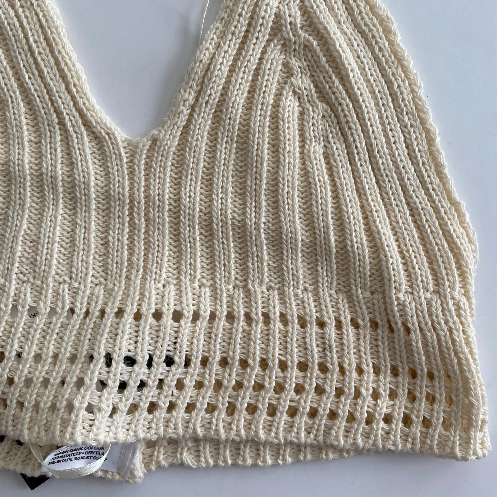 LF Call Me Eden Cream Crochet V-Neck Halter Crop Top Women's Size X-Small XS NWT - Image 3