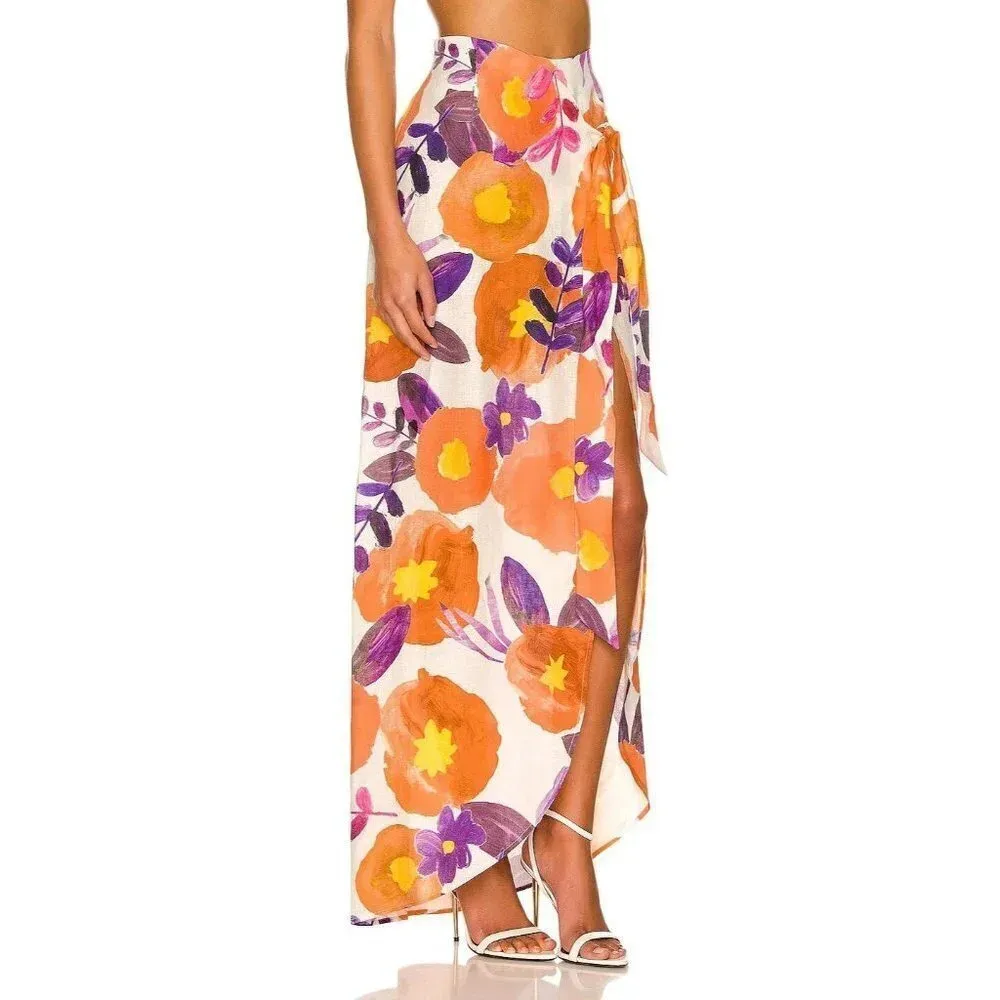 Raisa Vanessa Slit Detail Floral Skirt in Yellow & Purple 36 2 - Image 3