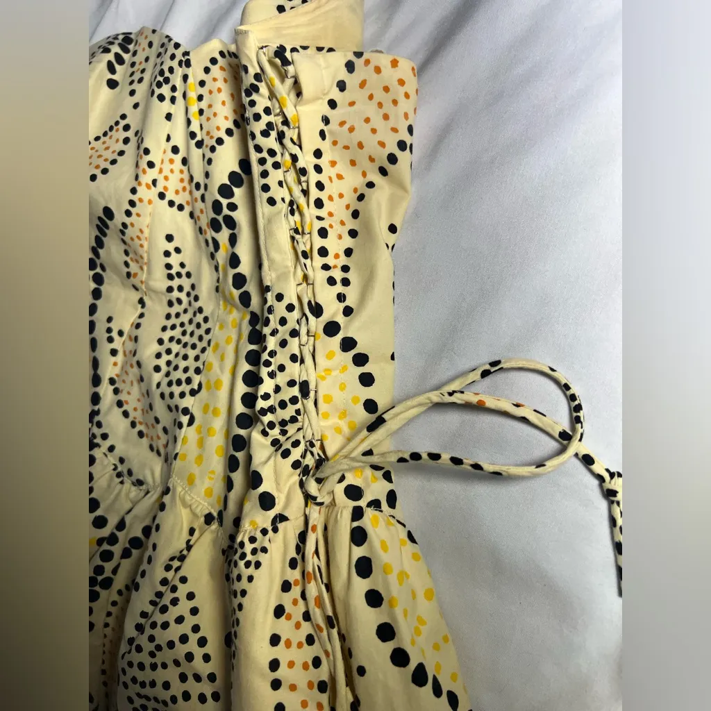 Anthropologie Anna Sui lace up side Corset Dress | 4 Yellow - Image 11