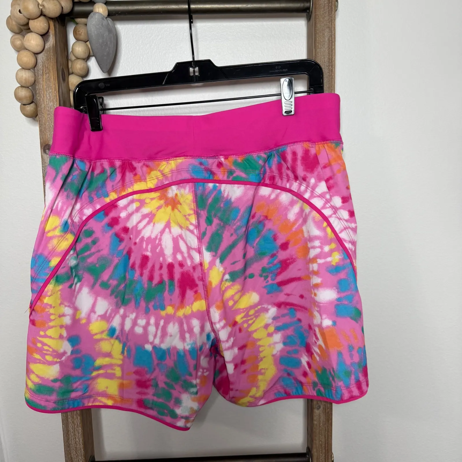Lands End Tie Dye Athletic Shorts Pink Multi Color Athletic Workout Size 12 - Image 5