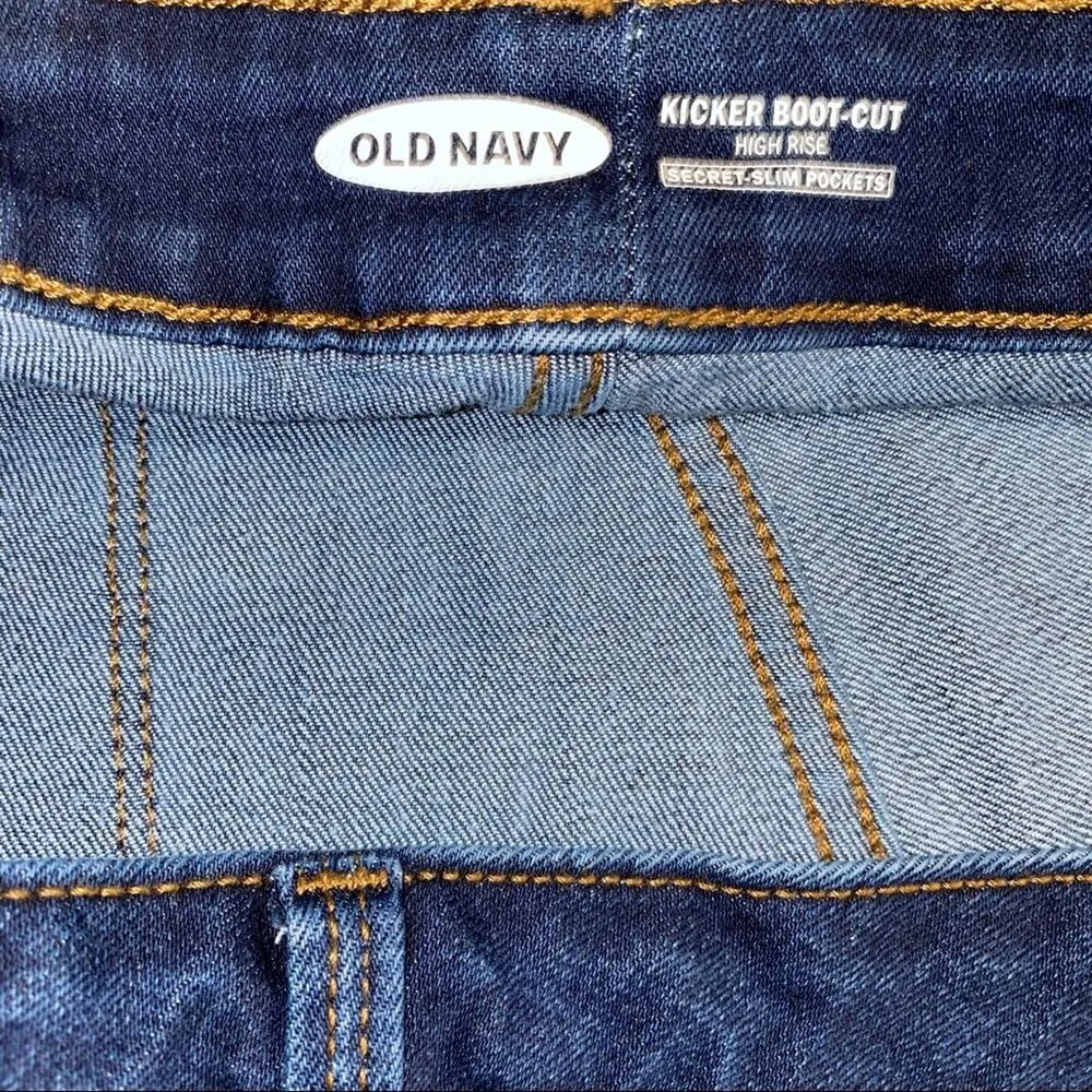 Old Navy Kicker Bootcut high rise secret slim dark rinse pockets size plus short - Image 7