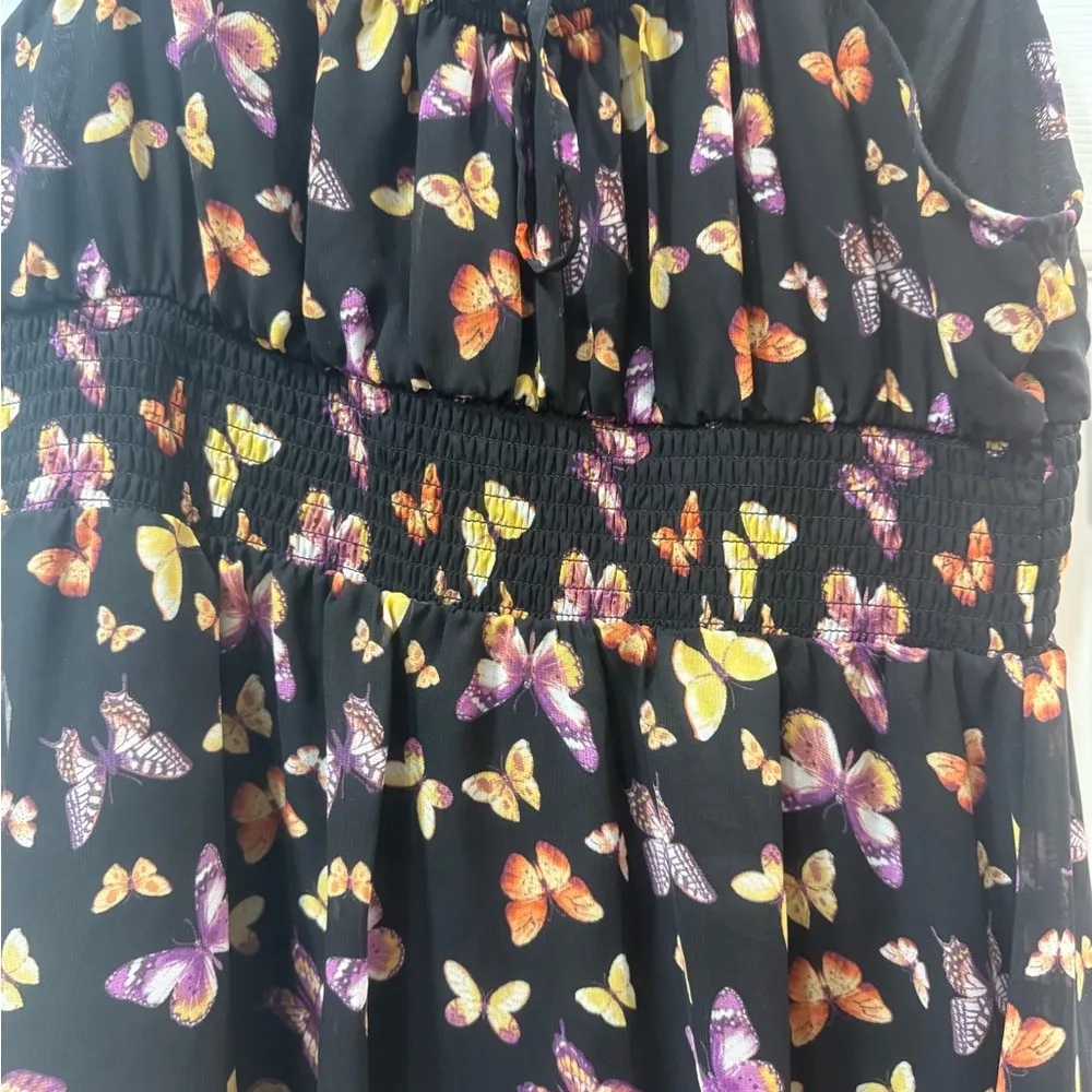 Women Dress - Black with Colorful‎ Butterfly Design - Image 8