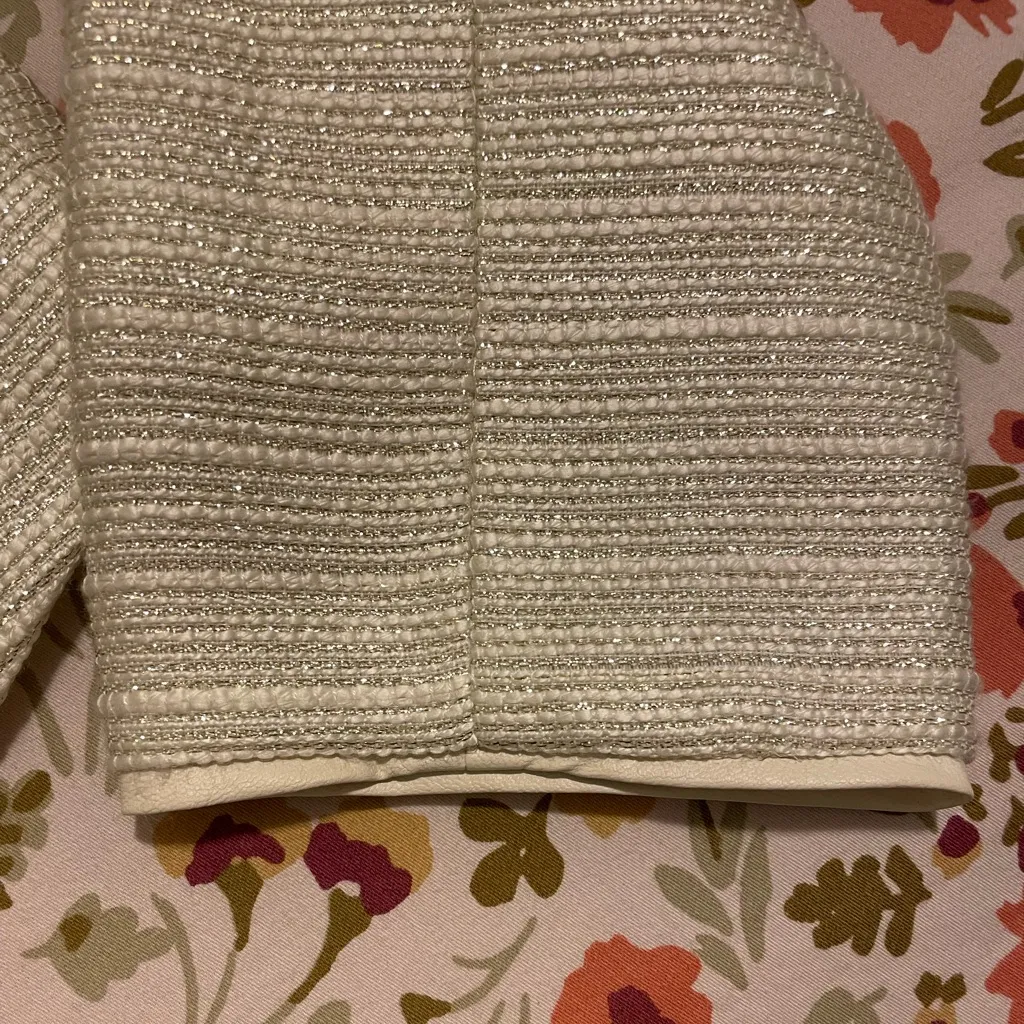 NWT silver and gold Textured shiny reflecting stripes cream ivory color jacket - Image 5