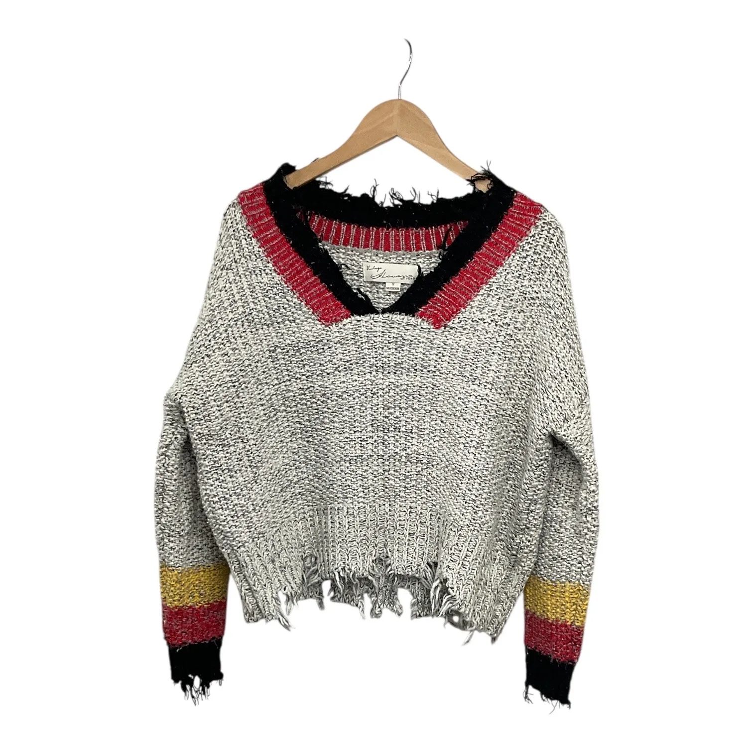 Vintage Havana Womens Sweater Small Gray V Neck Long Sleeve Pullover - Image 3