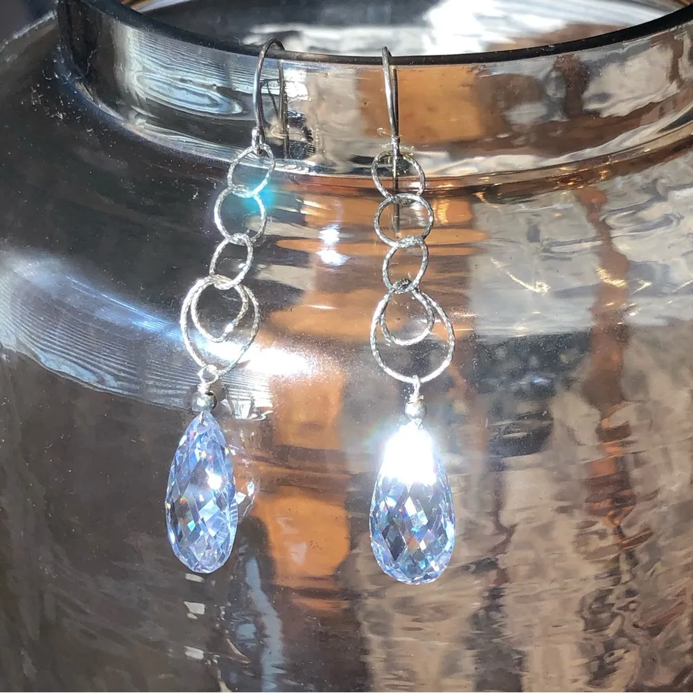 Exquisite Sterling Silver Crystal Dangling earrings - Image 2