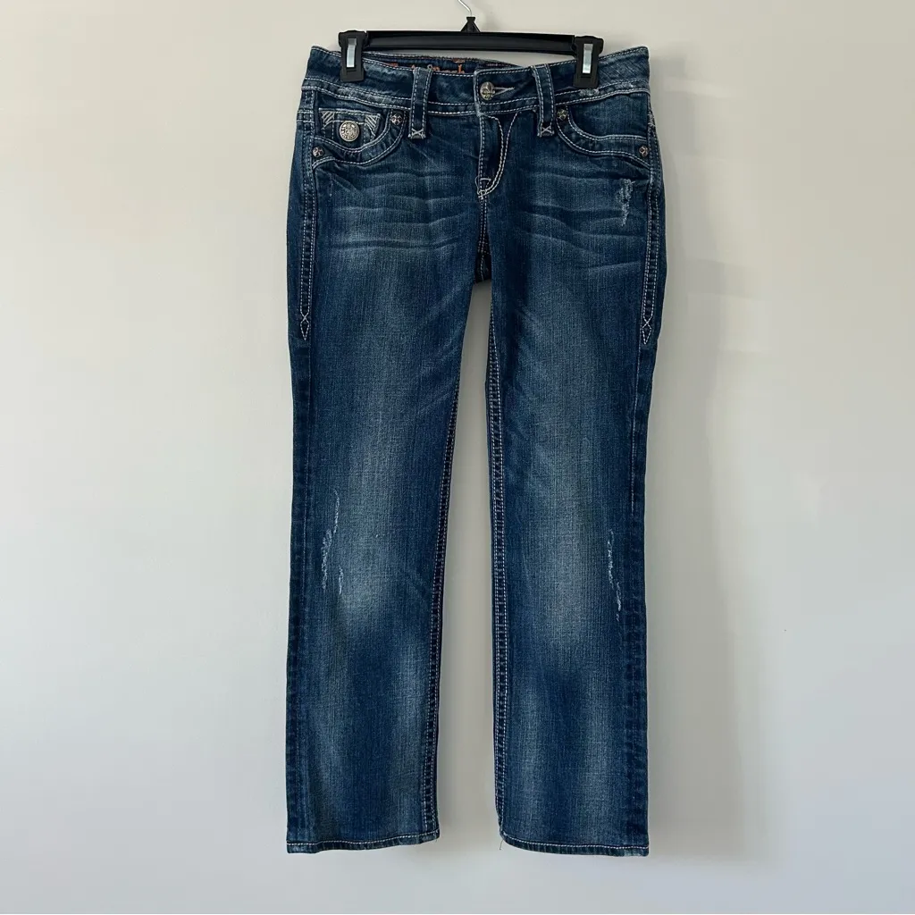 Rock Revival Tori Straight Leg Flap Embroidered Pocket Jeans 29 - Image 2