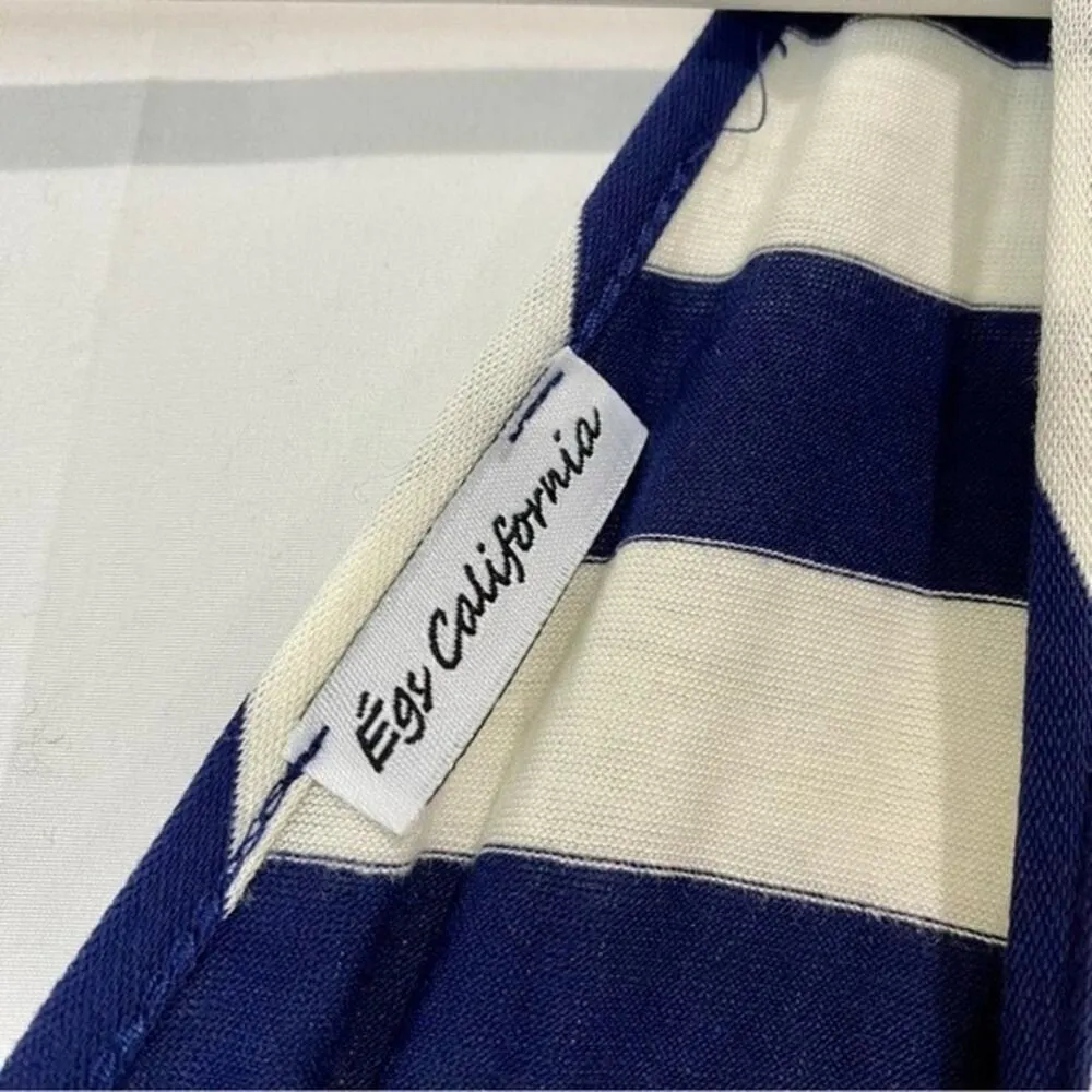 Egs California Women’s Sleeveless Blouson Jumpsuit Navy & White Stripe Size L Blue Size L - Image 4