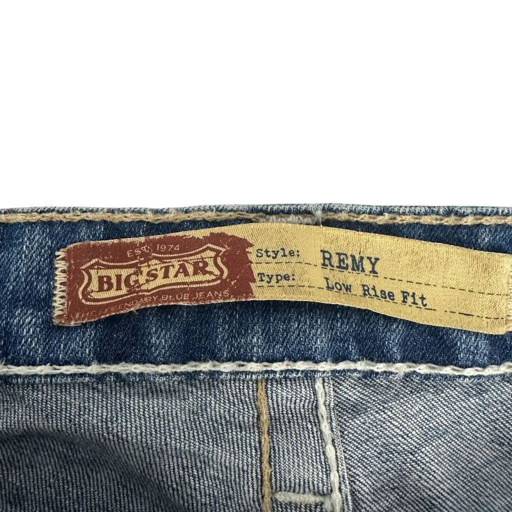 Big Star Womens Remy Low Rise Fit Denim Shorts Size 26 Blue Embroidered Pockets - Image 2