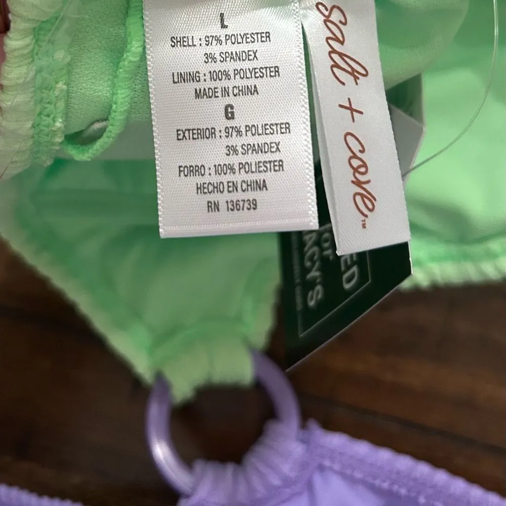 Salt + Cove One Piece Green Lavender Swimsuit Size Large New with Tags - Image 4