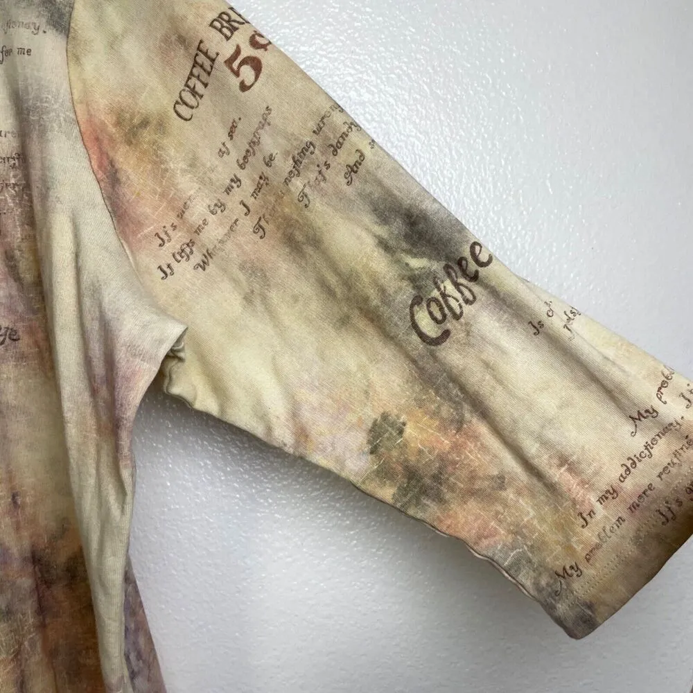 Cactus Shirt Womens Large Beige Floral Coffee Brown Rhinestones Cotton Casual Pink Size 2X - Image 7