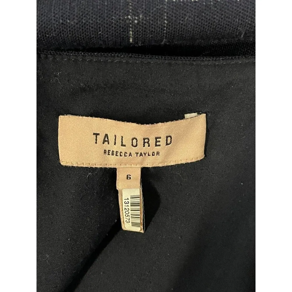 Rebecca Taylor Cross Hatch Wool Blend Wrap Dress Navy Womens Size 6 - Image 11