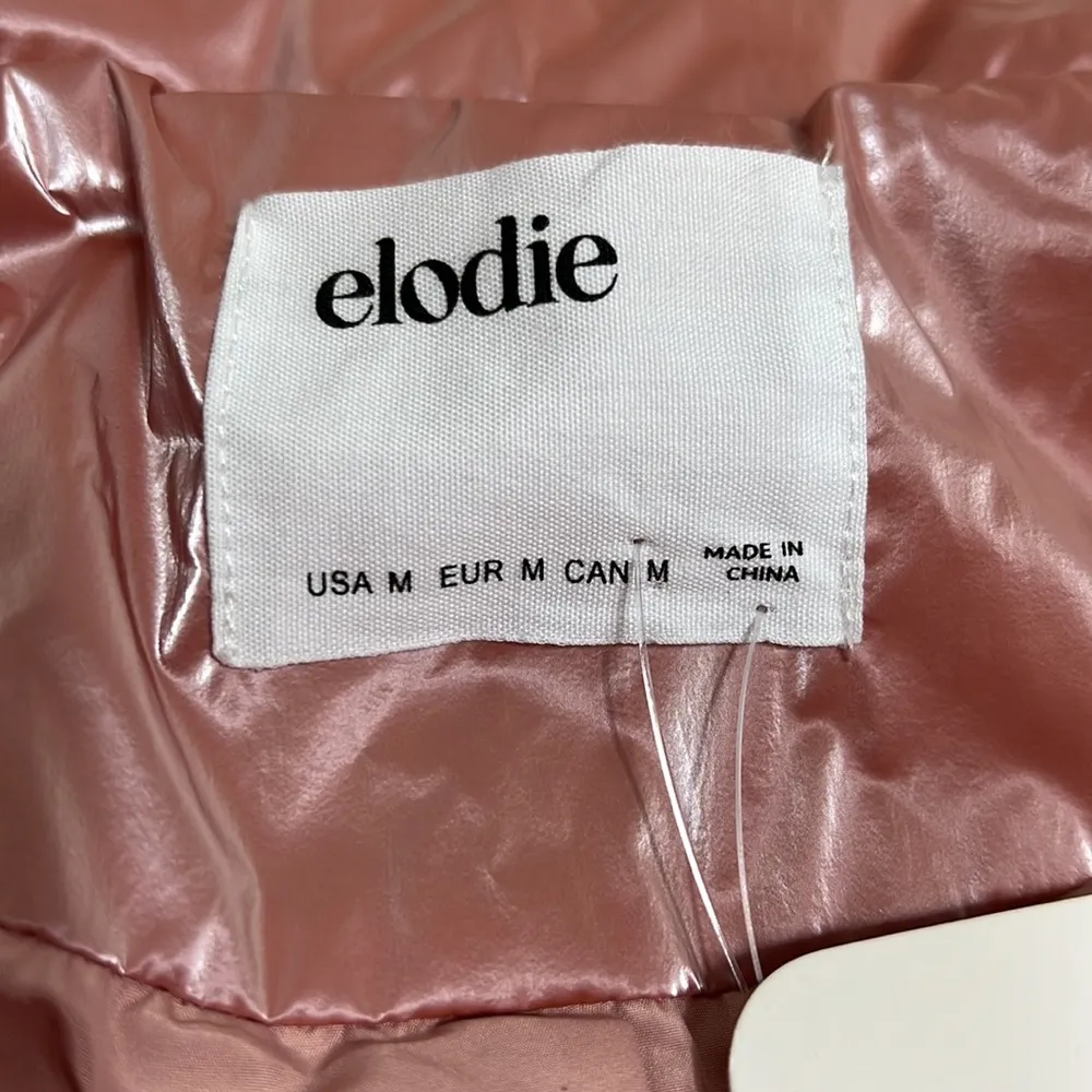 Elodie cropped quilted puffer jacket shimmering dusty rose size M NWT - Image 9