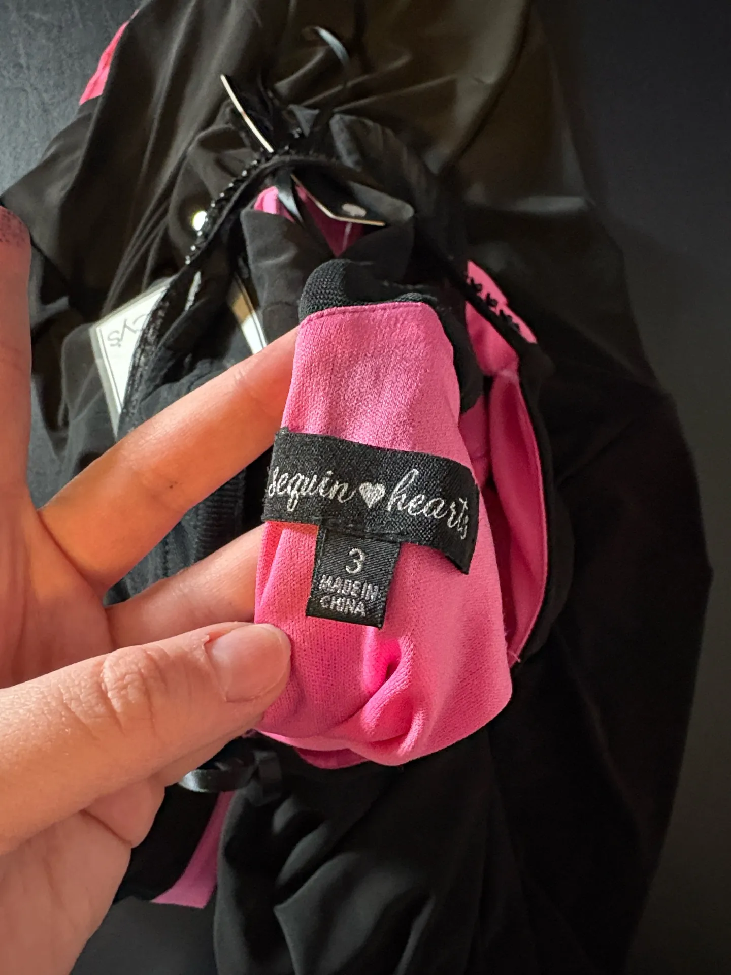 Vintage Sequin Heart Black Hot Pink Beaded Open Back High Neck Formal Prom Dress - Image 9