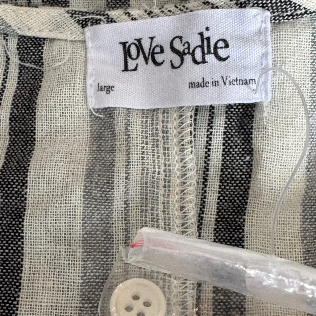 Love Sadie boho Button-Down Striped Blouse nwot large - Image 8